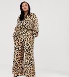 Asos Design X Laquan Smith Curve Wide Leg Pants In Leopard Print-multi