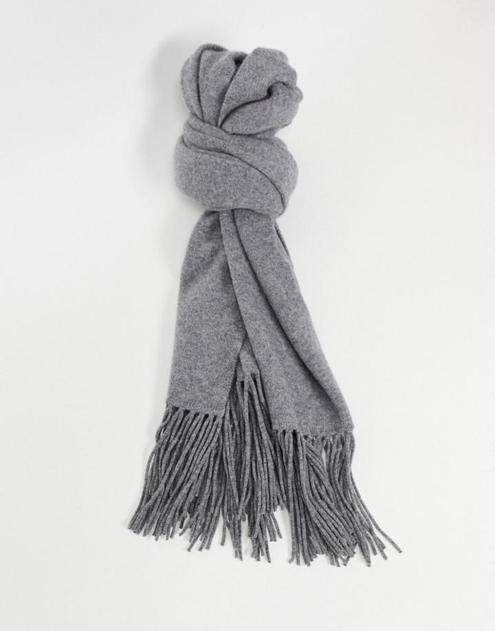 All Saints Boiled Wool Scarf In Gray-grey