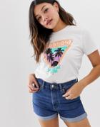Asos Design T-shirt With Retro Vacation Print-white