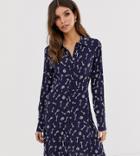 Warehouse Swing Dress With Key Print In Navy - Navy