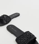 New Look Weave Slider Sandal In Black - Black