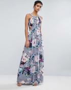 Little Mistress Printed Maxi Dress With Cut Outs - Multi