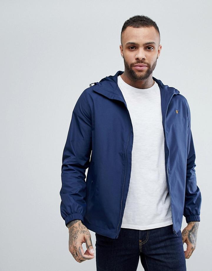 Farah Smith Zip Through Hooded Jacket In Navy - Navy