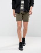 Noak Denim Shorts In Slim Khaki - Green