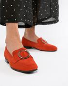 Asos Design Magnet Suede Ring Detail Loafers - Red