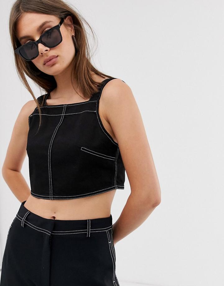 Weekday Denim Crop Top In Black - Black