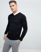 Jack & Jones Essentials 100% Merino V Neck Sweater - Black