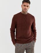 New Look Cable Knit Sweater In Rust-orange