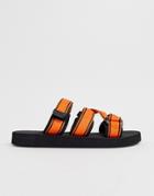 Asos Design Tech Sandals In Black With Orange Tape Straps