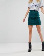 Asos Cord Original Skirt In Emerald Green - Green