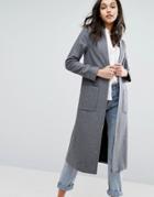 Helene Berman Edge To Edge Lightweight Wool Blend Duster Coat - Gray