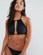 Missguided Mix And Match Gathered Open Front Bikni Top - Black