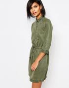 Vero Moda Tie Waist Shirt Dress - Ivy Green