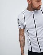 Boohooman T-shirt With Crew Neck In Gray Stripe - Gray