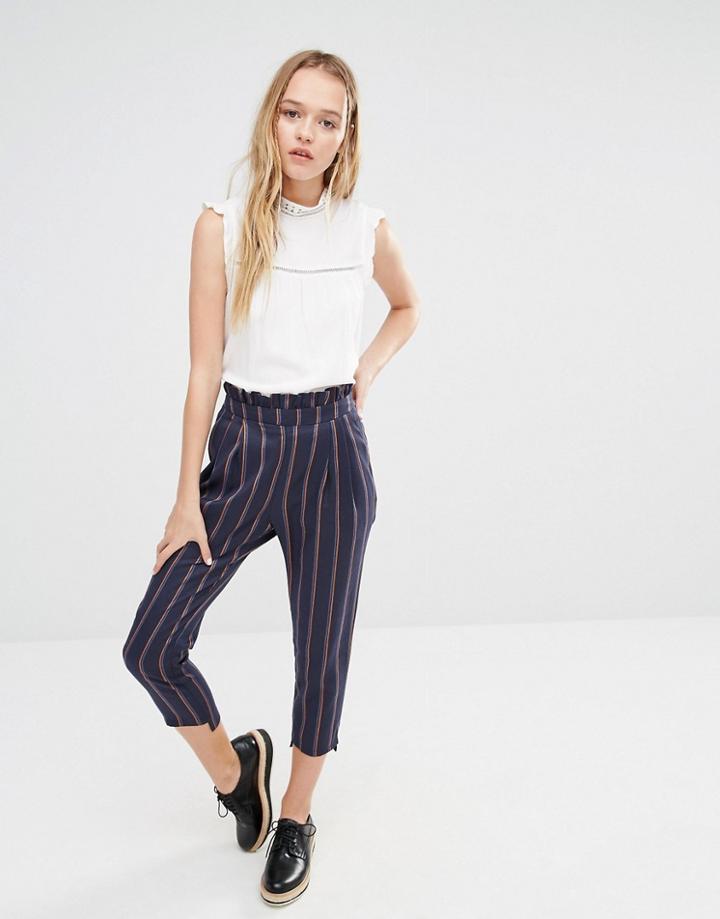 I Love Friday Awkward Length Pants In Stripe - Navy