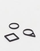 Asos Geometric Shapes Ring Pack - Matte Black