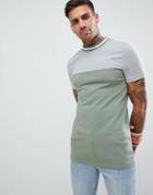 Asos Design Muscle T-shirt With Contrast Yoke And Tipping - Multi