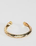 Asos Design Textured Flat Edge Cuff Bracelet - Gold