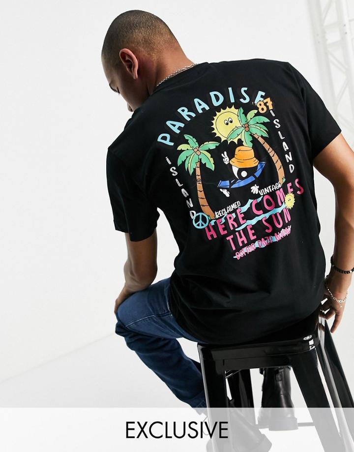 Reclaimed Vintage Inspired Cotton T-shirt With Back Print In Black - Black