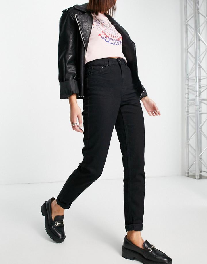 Topshop Tapered Mom Jeans In Black