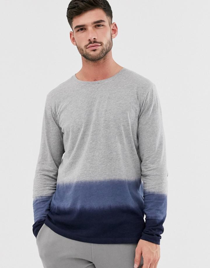 Jack & Jones Originals Long Sleeve Top With Ombre Stripe In Gray