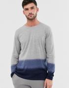 Jack & Jones Originals Long Sleeve Top With Ombre Stripe In Gray