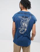 Asos Oversized Sleeveless T-shirt With Souvenir Print - Blue