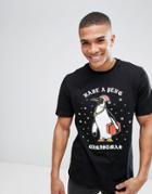 Asos Holidays Relaxed T-shirt With Have A Peng Holidays Print - Black