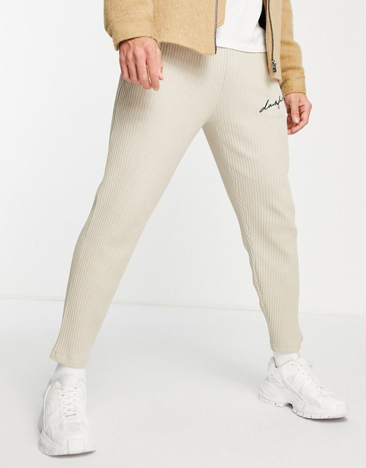 Asos Dark Future Relaxed Sweatpants In Heavy Rib With Logo Embroidery In Neutral