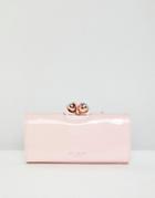 Ted Baker Patent Leather Purse With Crystal Clasp - Pink