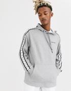 Calvin Klein Jeans Monogram Tape Boxy Pull Over Hoodie In Gray