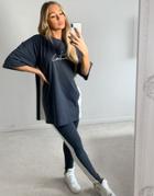 The Couture Club Panelled Logo Oversized Set T-shirt-grey