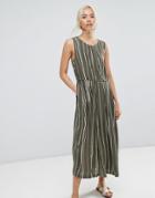 Selected Striped Dress - Green