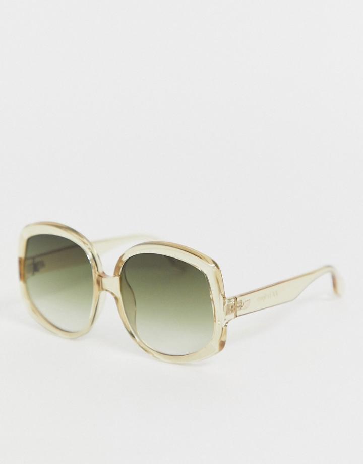 Le Specs Illumination Oversized Square Sunglasses In Stone - Brown