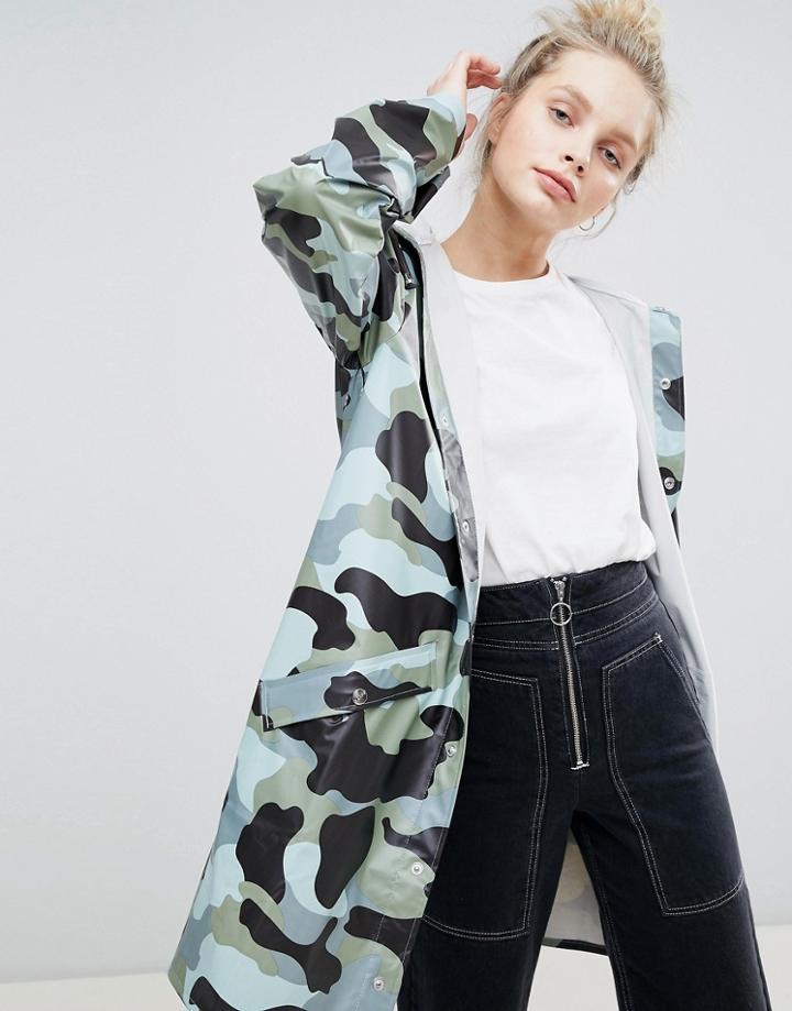 Rains Long Camo Jacket - Multi