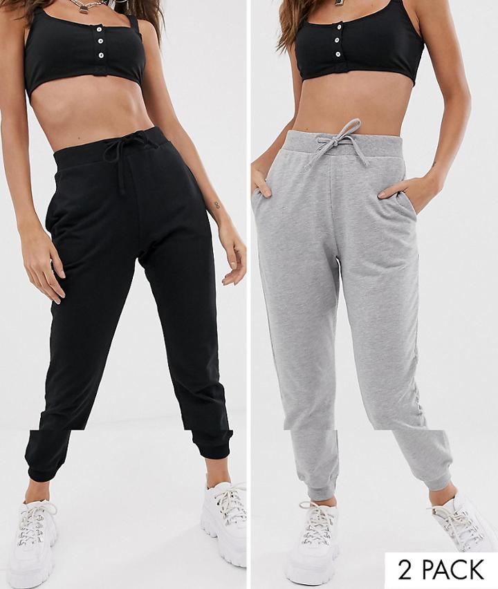 Asos Design Basic Jogger With Tie 2 Pack Save-multi