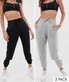 Asos Design Basic Jogger With Tie 2 Pack Save-multi