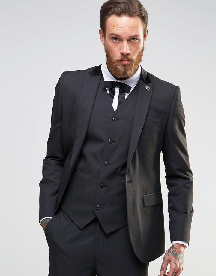Asos Slim Suit Jacket In Black Tonic - Black