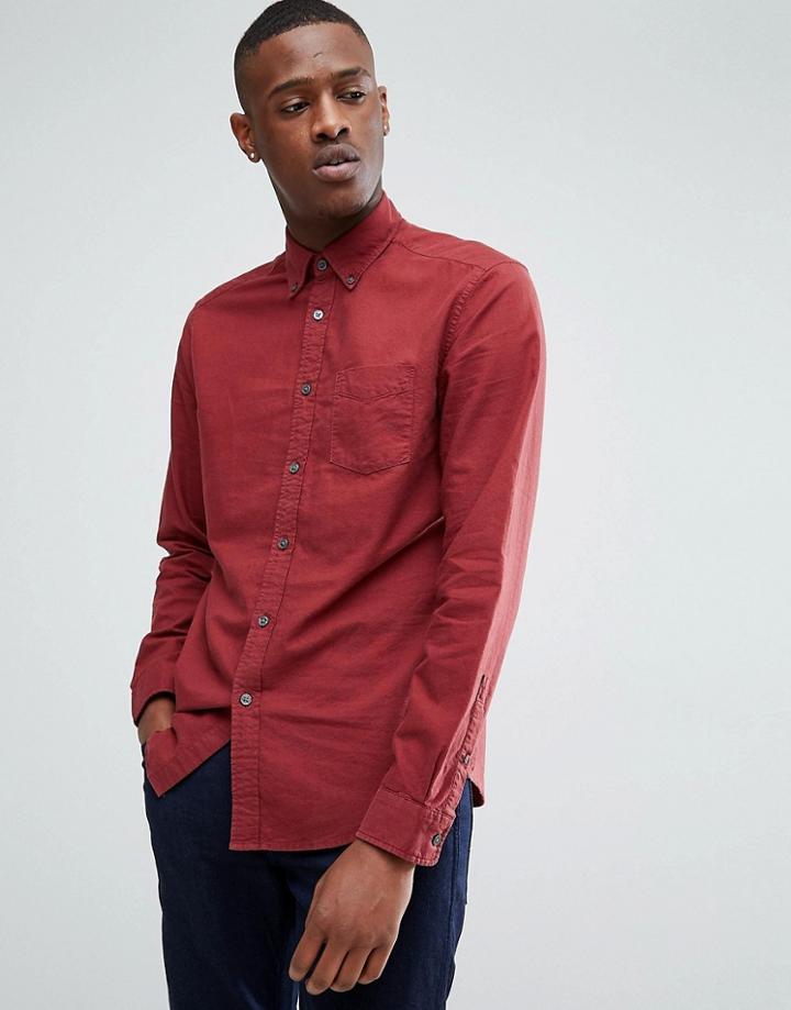 Esprit Brushed Oxford Shirt In Red - Red