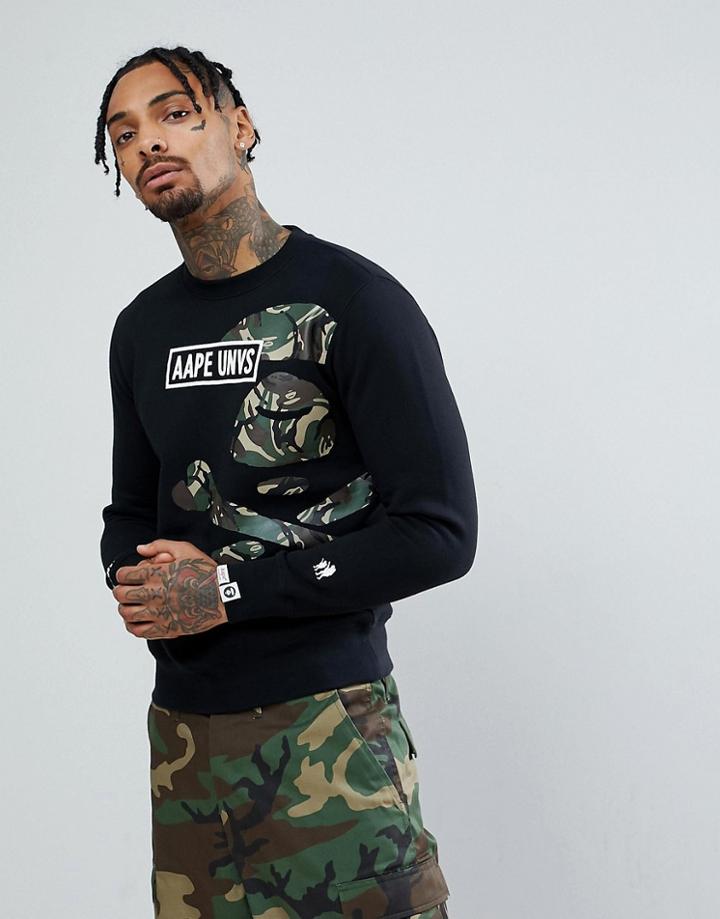 Aape By A Bathing Ape Sweatshirt With Camo Fill Logo - Black