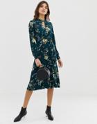 Oasis Midi Dress With Tie Side In Floral Print - Multi