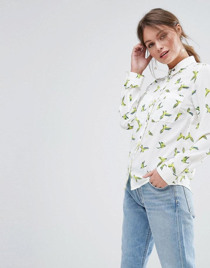 Oasis Parrot Print Shirt - White