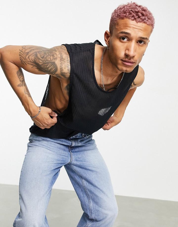 Asos Design Tank In Black Rib