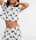 Lindex Lara Exclusive Organic Cotton French Bulldog Print T-shirt And Shorts Set In Gray Marl-grey