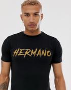 Hermano T-shirt With Chest Logo - Black