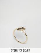 Asos Gold Plated Sterling Silver Leaf Ring - Gold