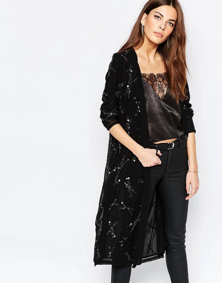 Selected Melody Embellished Wrap Jacket - Black