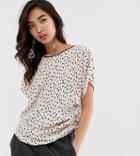 River Island Blouse With Ruched Sleeves In Polka Dot - Multi