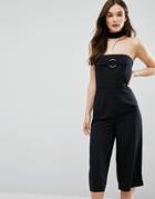 Influence Culotte Jumpsuit With Choker - Black