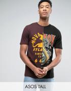 Asos Tall Half And Half T-shirt With Skull And Stripe Print - Black